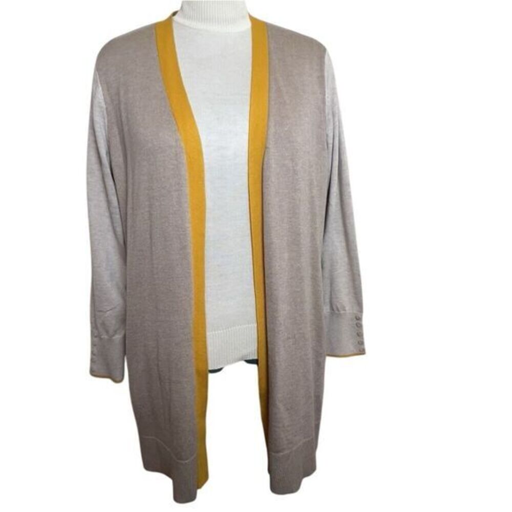 Christopher & Banks Size‎ XL Cardigan Lightweight Sweater Open Front Beige Gold